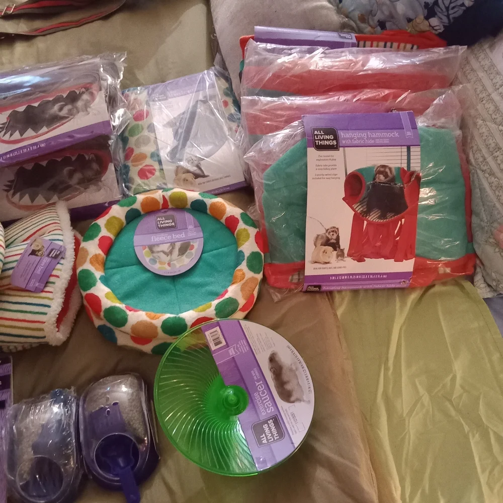 Animal supplies, cages, and food